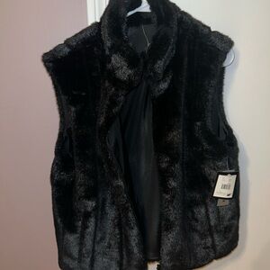 Giacca Black Faux Fur Vest Reversible